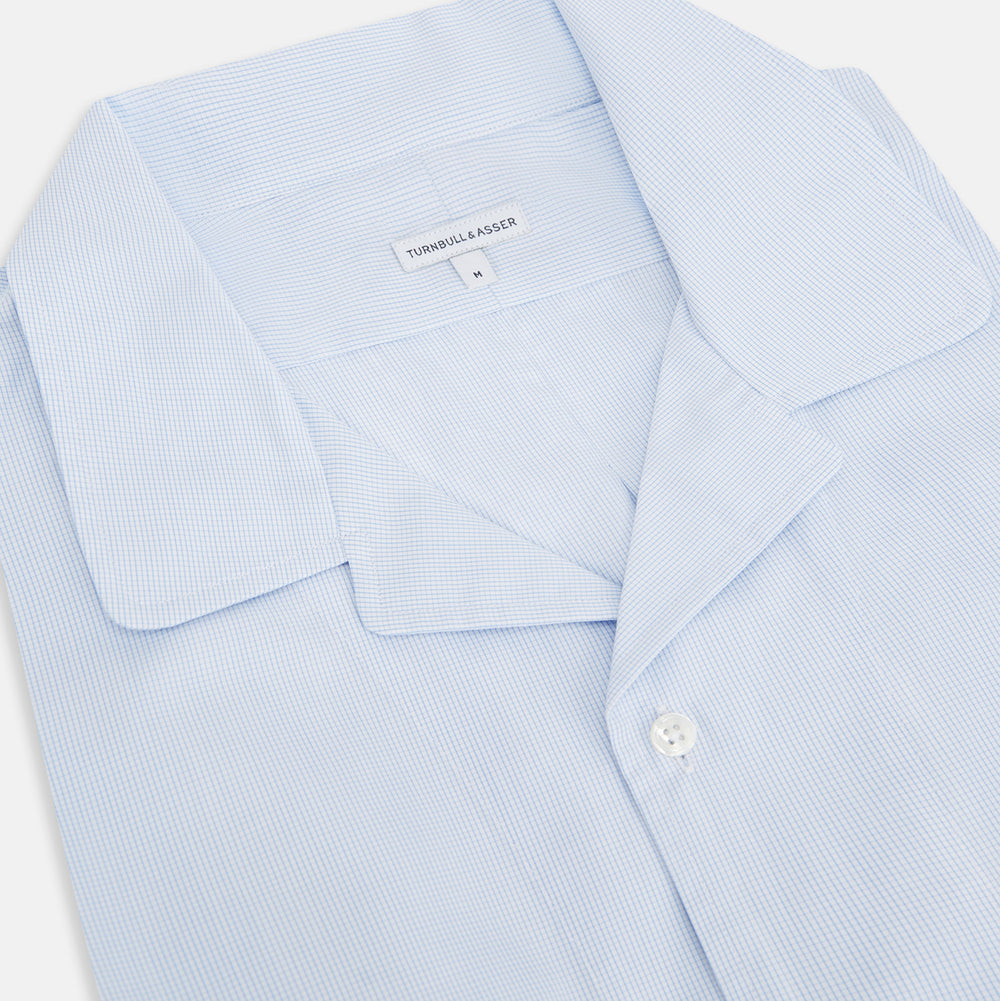 Pale Blue Fine Micro Check Nightshirt