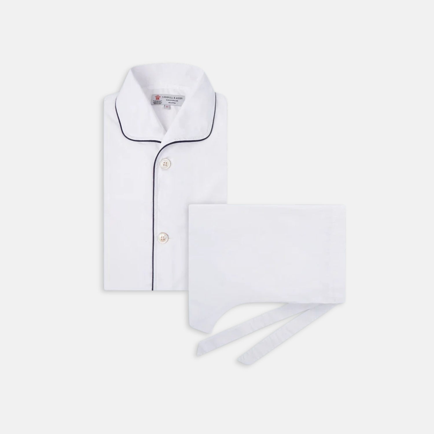 View 1 of product White Piped Cotton Pyjama Set