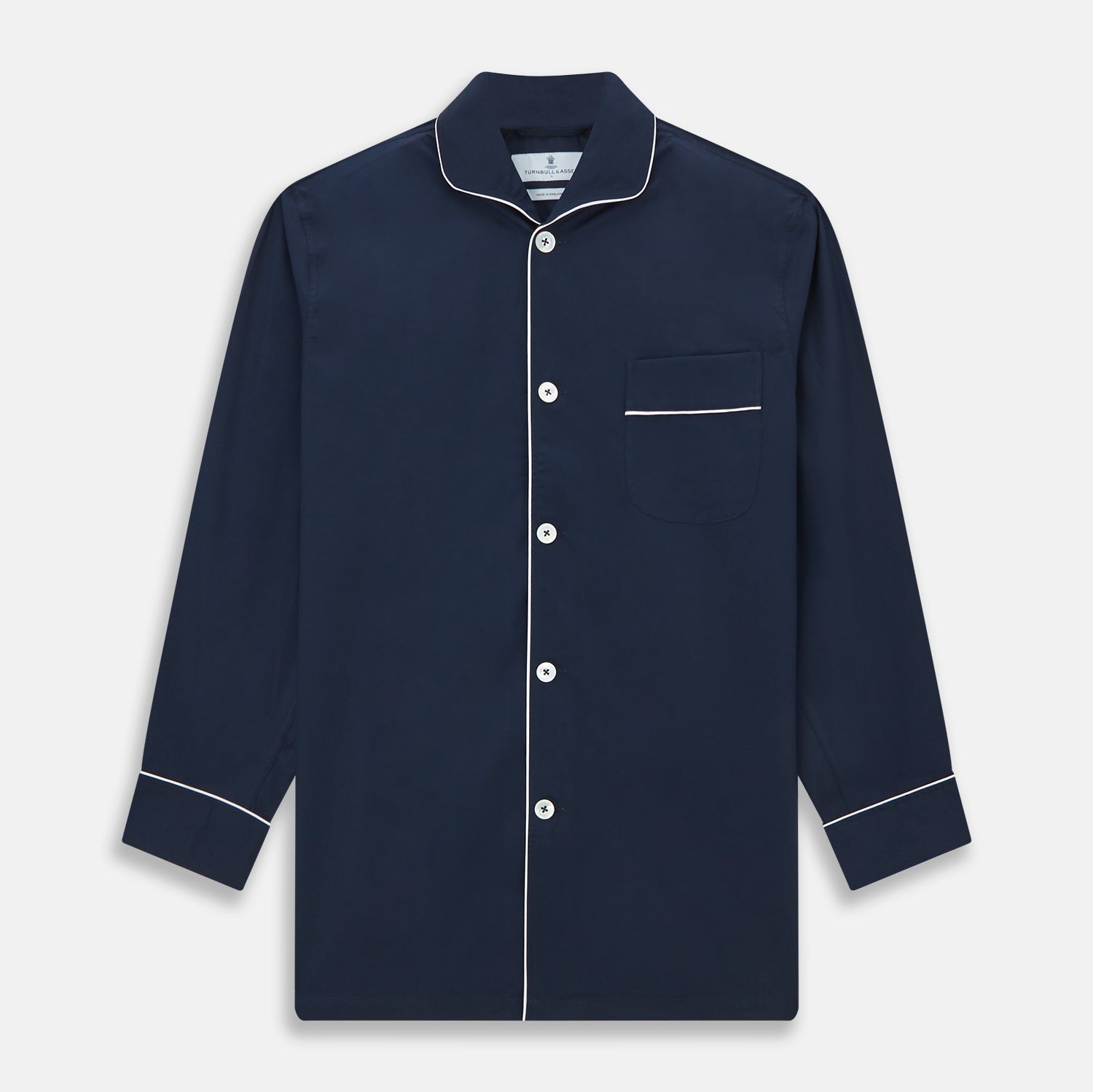 View 4 of product Navy Piped Cotton Pyjama Set