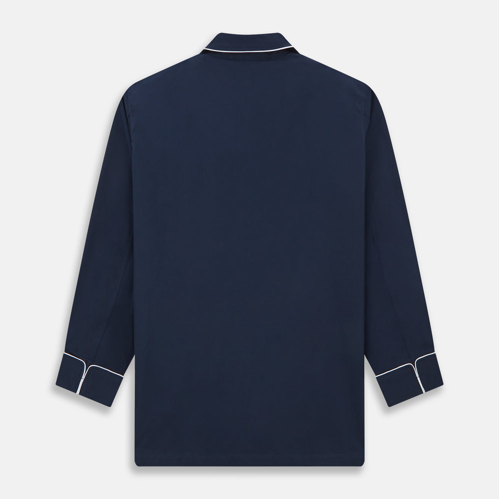 Navy Piped Cotton Pyjama Set