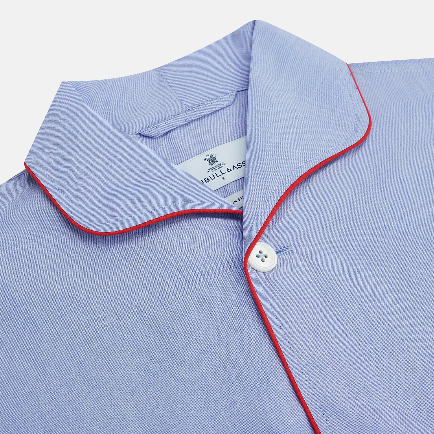 View 2 of product Blue Piped End-on-End Cotton Pyjama Set