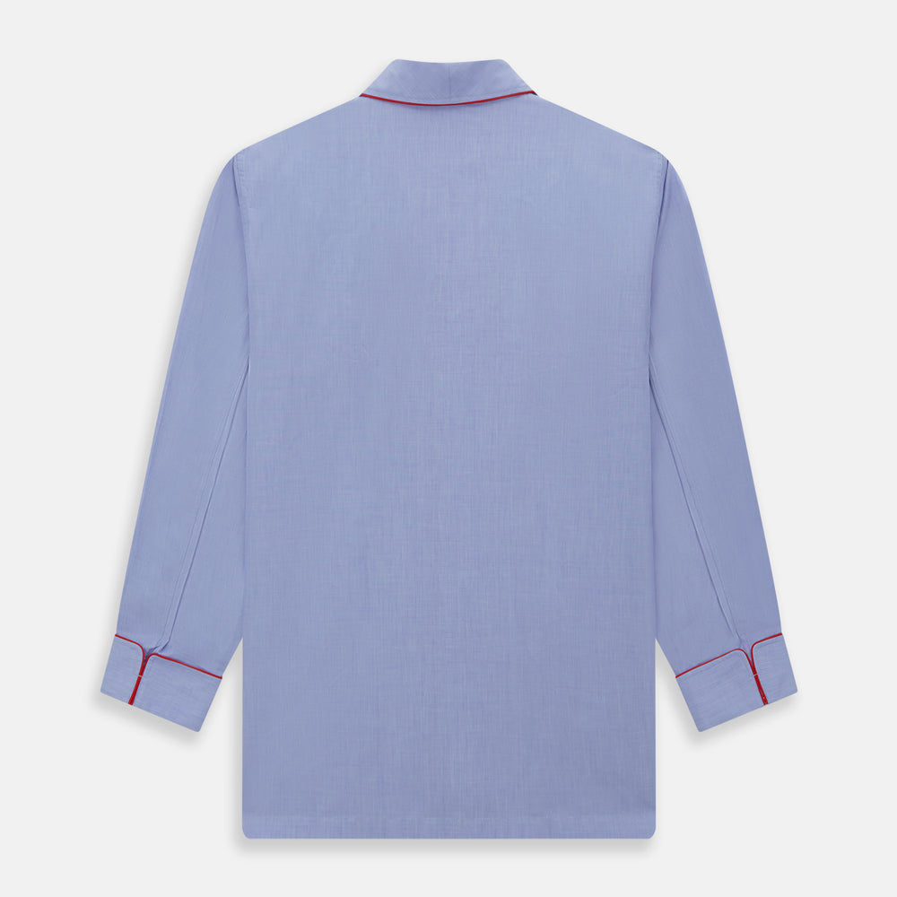 Blue Piped End-on-End Cotton Pyjama Set