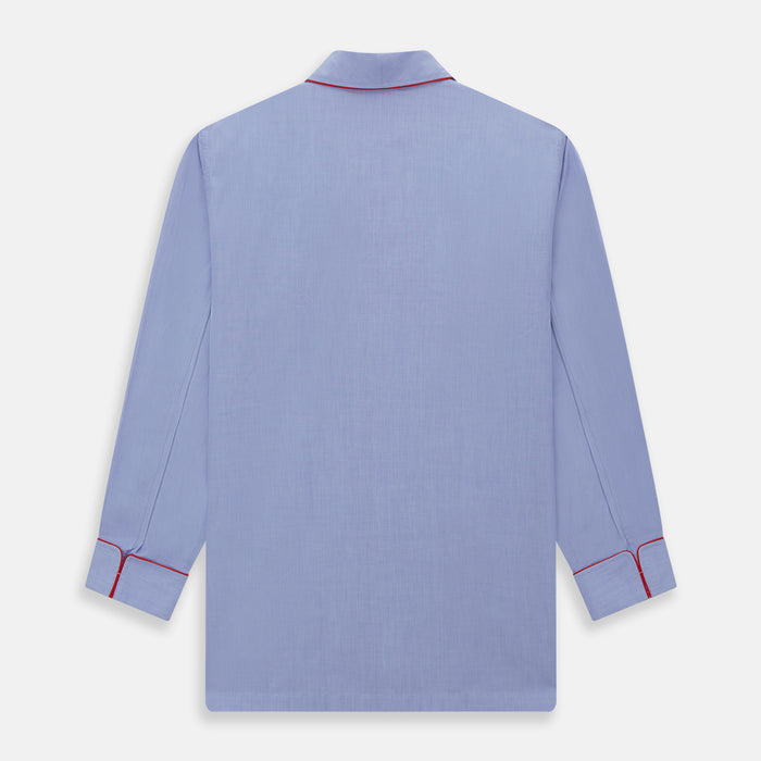 Blue Piped End-on-End Cotton Pyjama Set Image 4