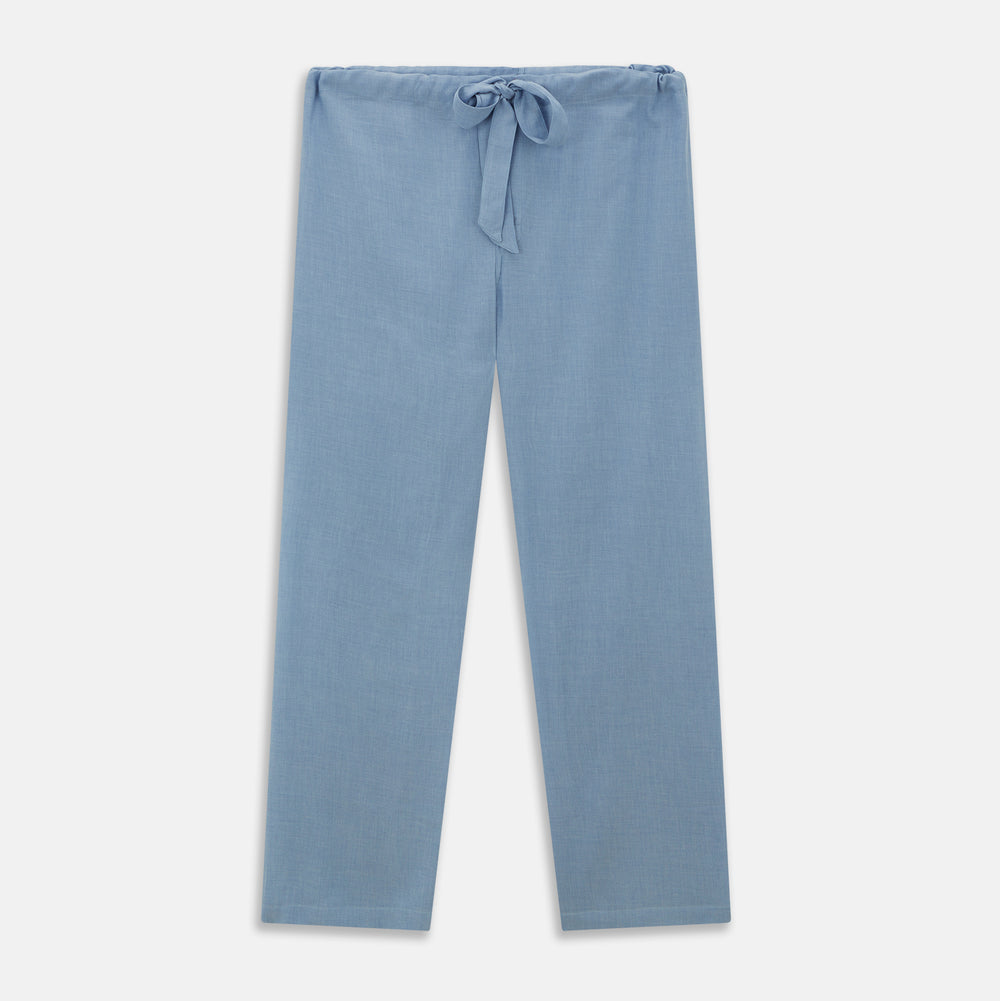 Blue Piped Cotton-Cashmere Pyjama Set