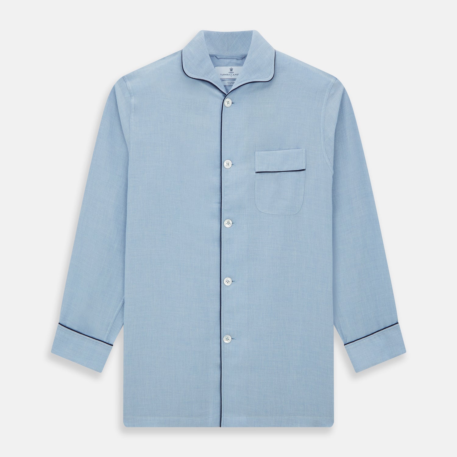View 4 of product Blue Piped Cotton-Cashmere Pyjama Set