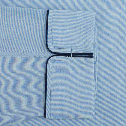 Blue Piped Cotton-Cashmere Pyjama Set Image 2