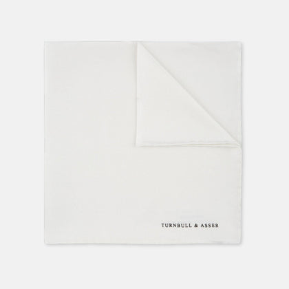 White Piped Silk Pocket Square Image 3