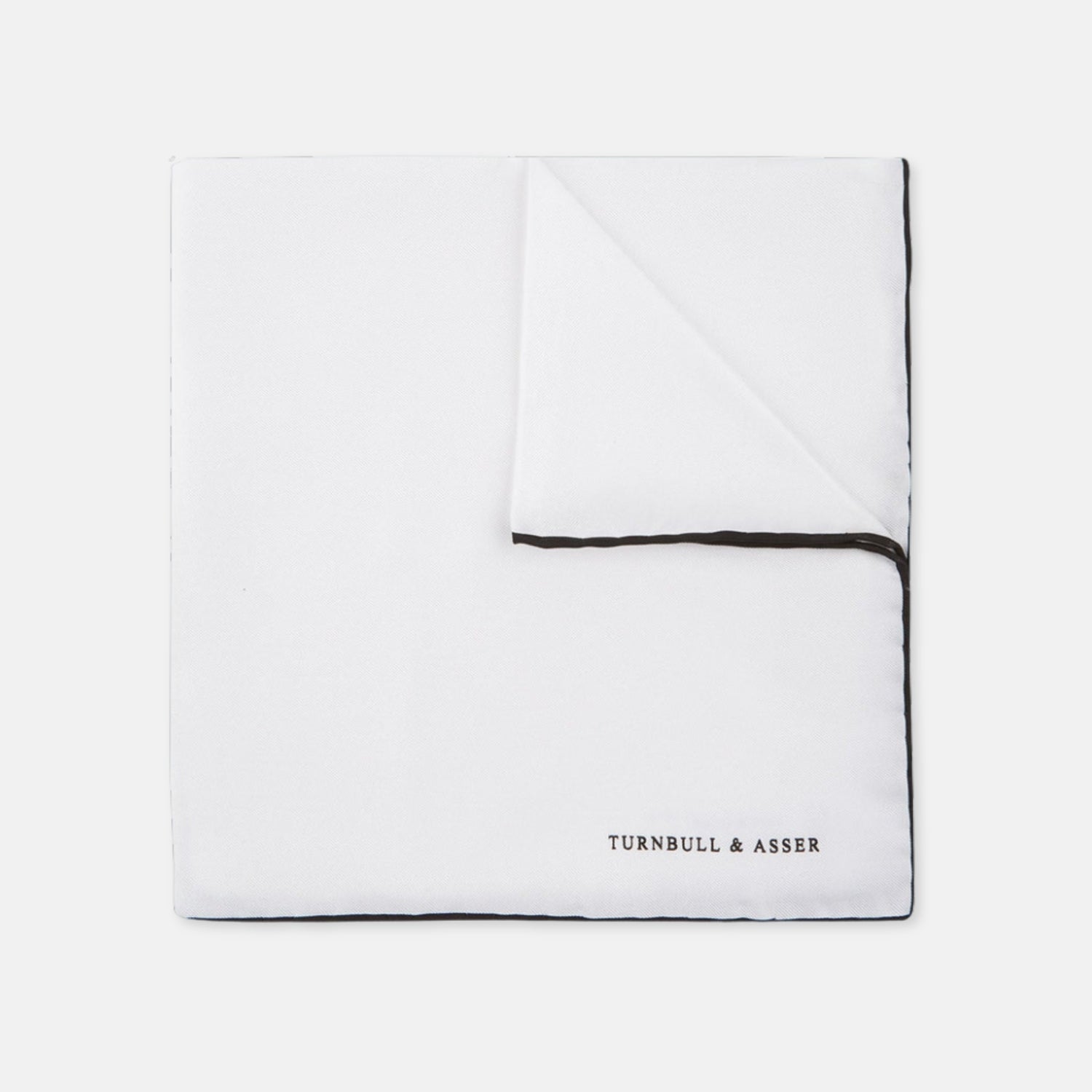 View 1 of product White and Black Piped Silk Pocket Square