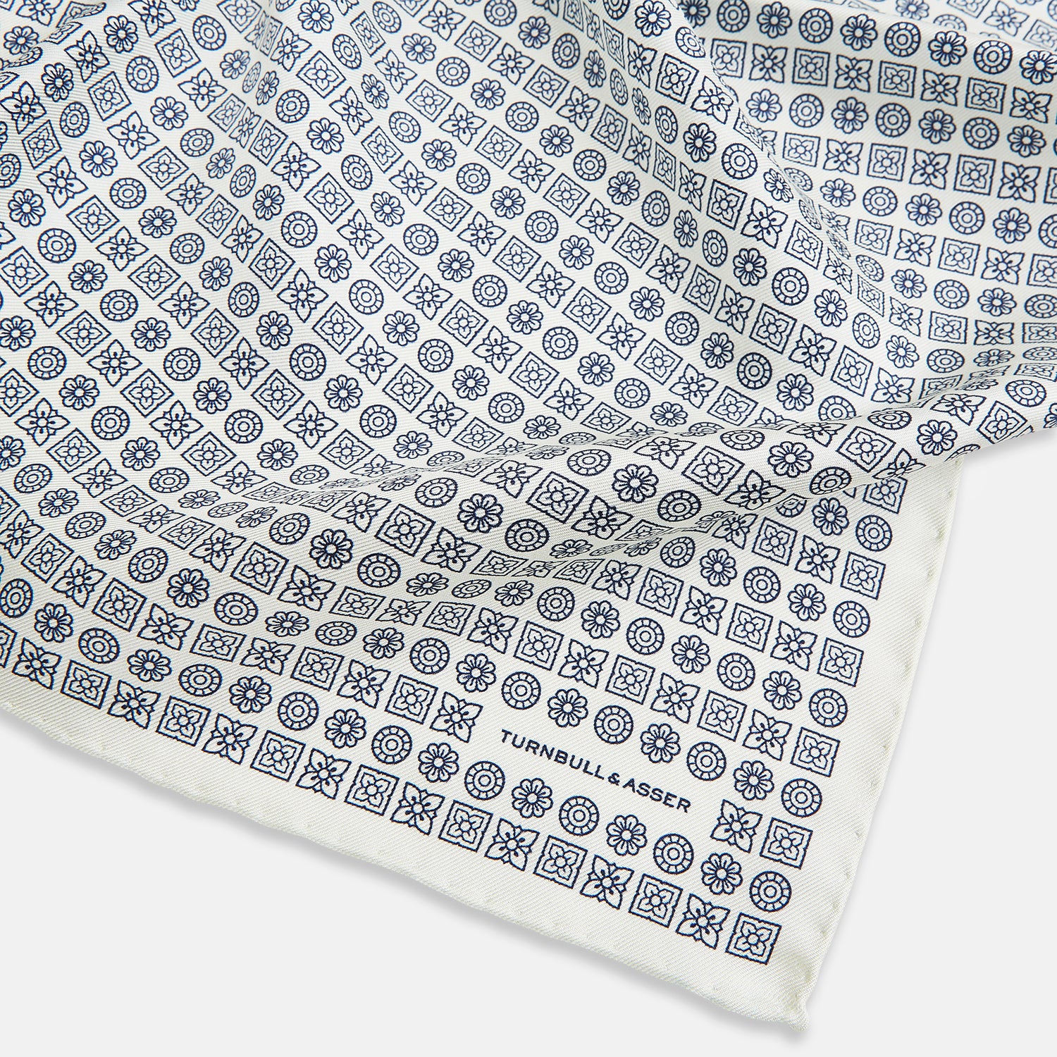 View 2 of product Floral White Pocket Square in Silk