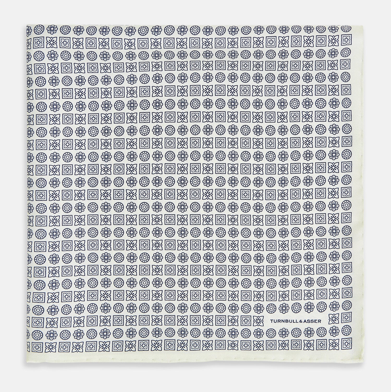 View 3 of product Floral White Pocket Square in Silk