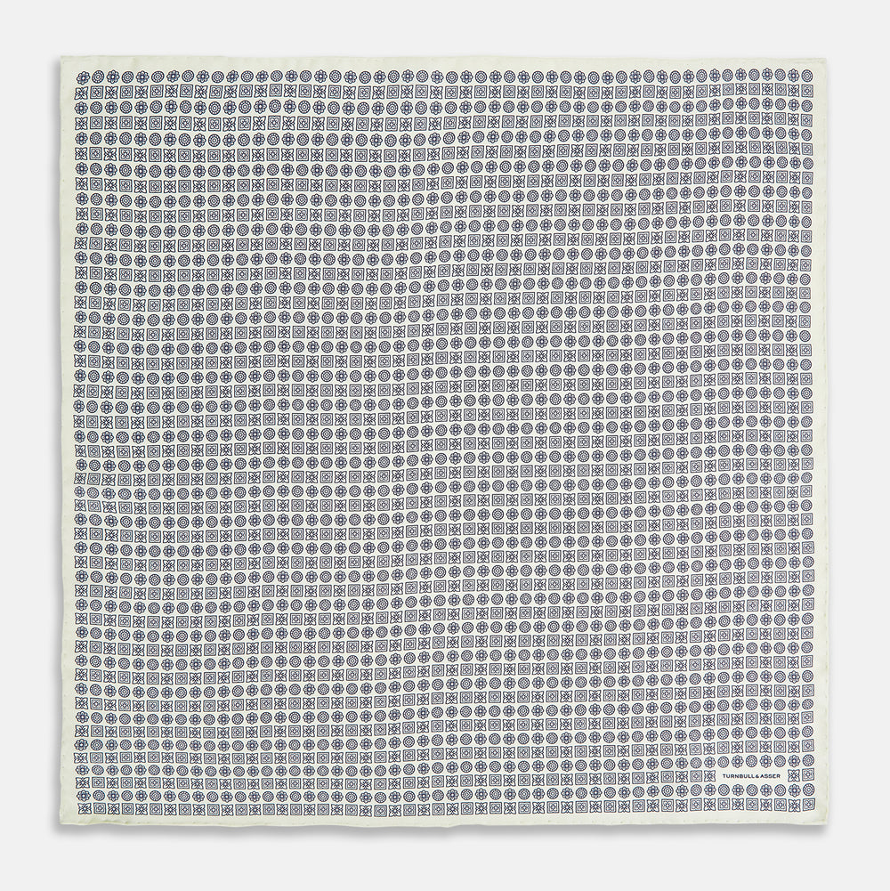 Floral White Pocket Square in Silk