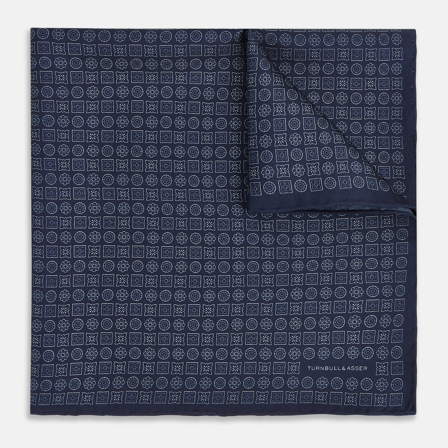 View 1 of product Floral Navy Pocket Square in Silk