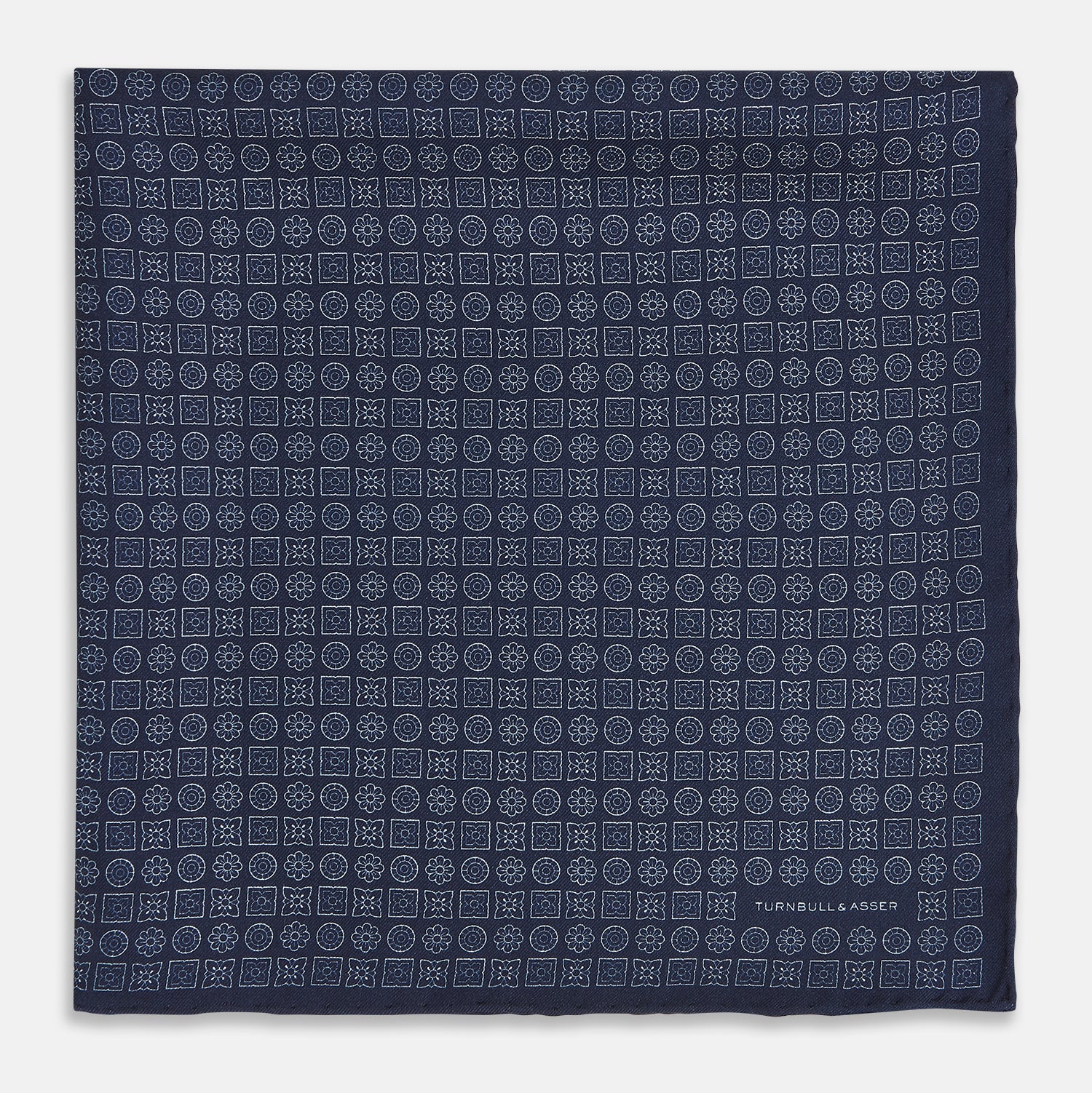 View 3 of product Floral Navy Pocket Square in Silk