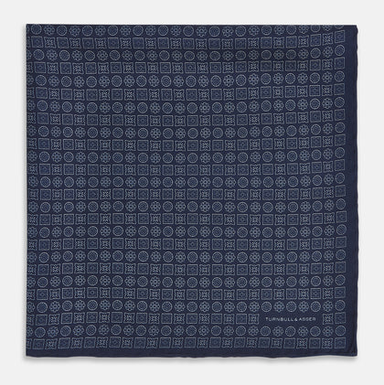 Floral Navy Pocket Square in Silk Image 2