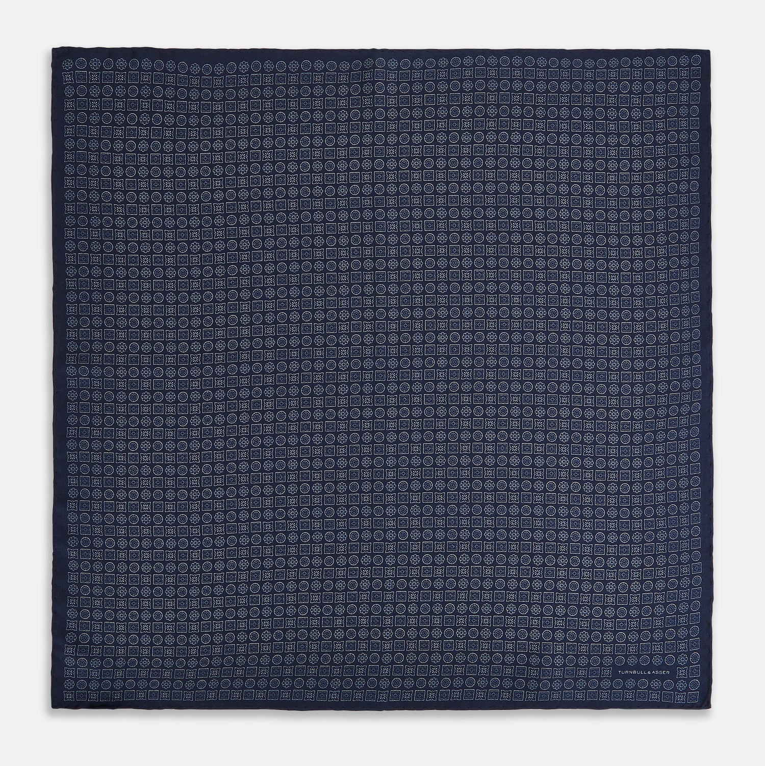 View 4 of product Floral Navy Pocket Square in Silk