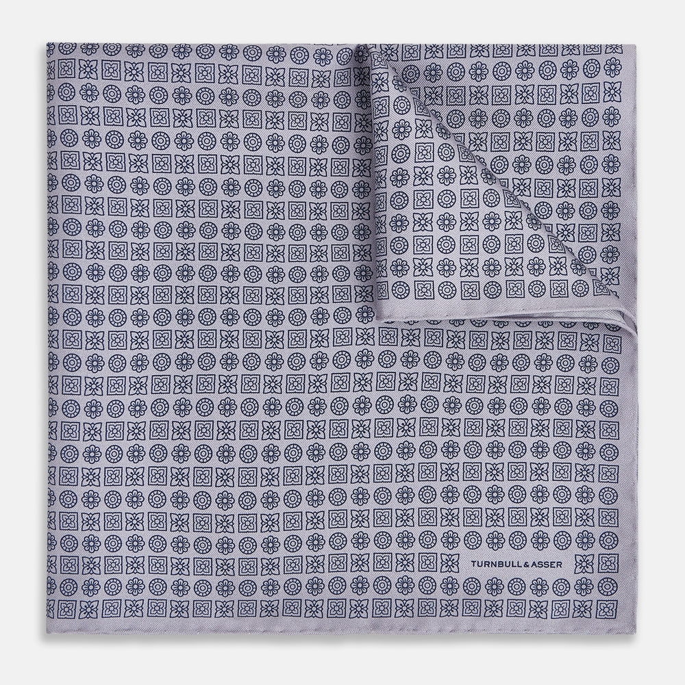Rosette Lilac Pocket Square in Silk