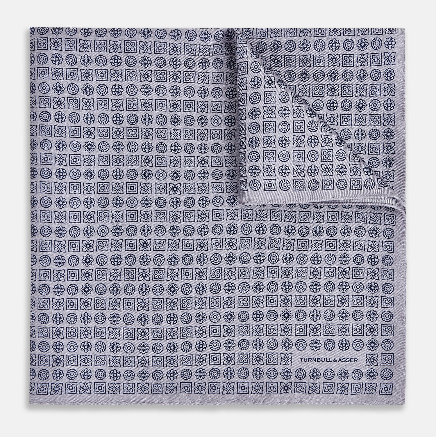 View 1 of product Rosette Lilac Pocket Square in Silk