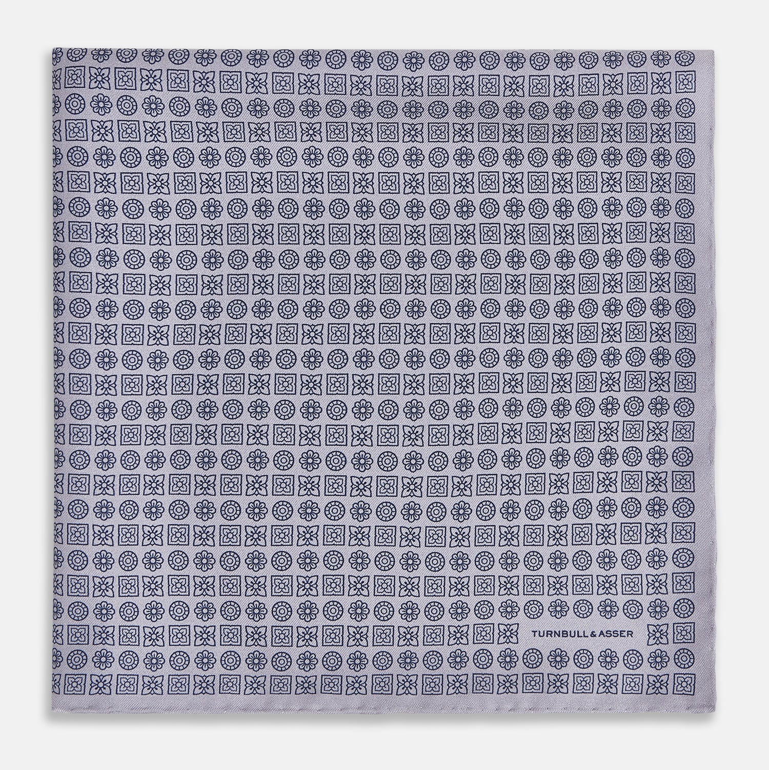 View 3 of product Rosette Lilac Pocket Square in Silk