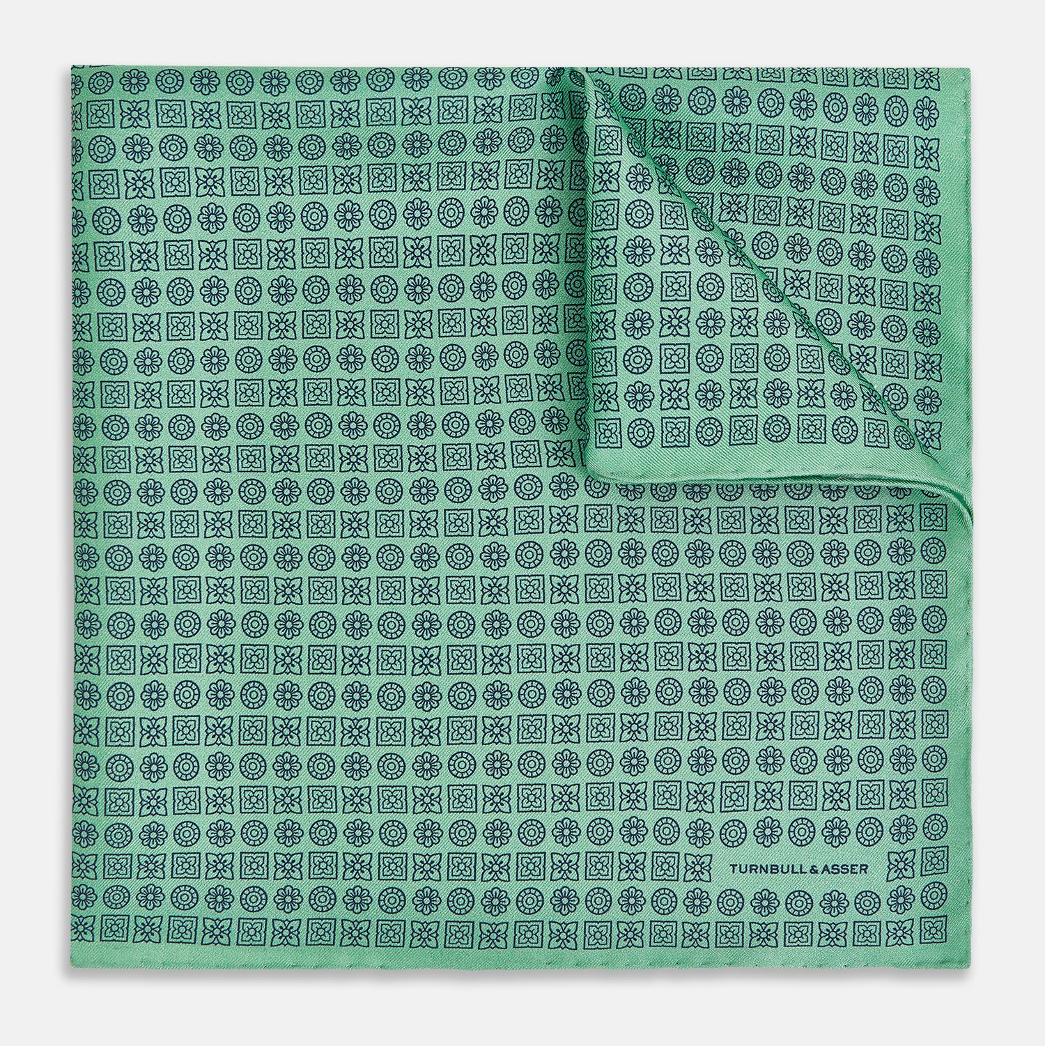 View 2 of product Floral Green Pocket Square in Silk