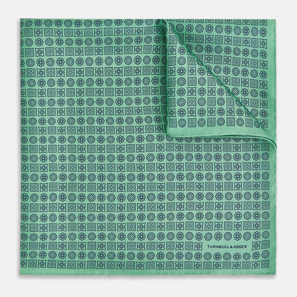 Floral Green Pocket Square in Silk Image 1