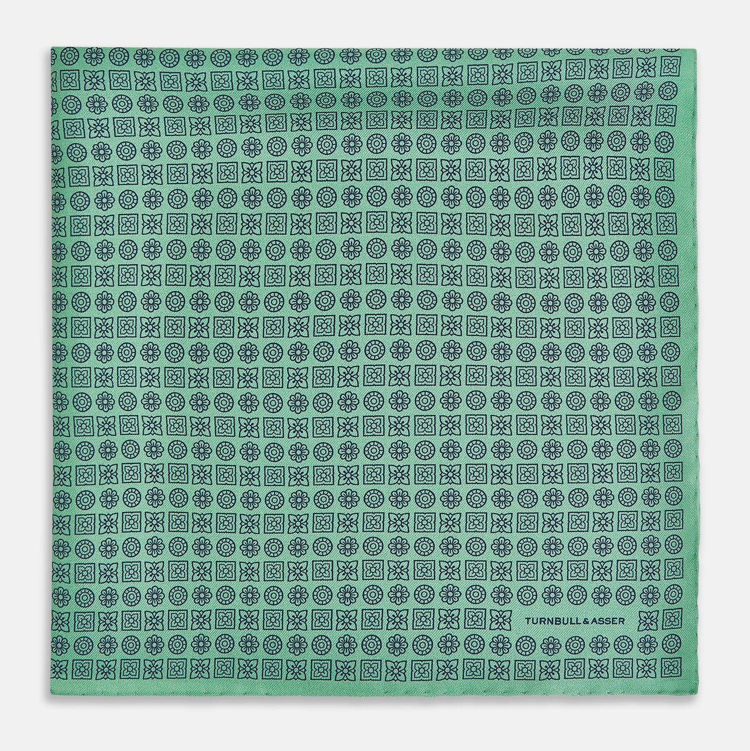 View 4 of product Floral Green Pocket Square in Silk