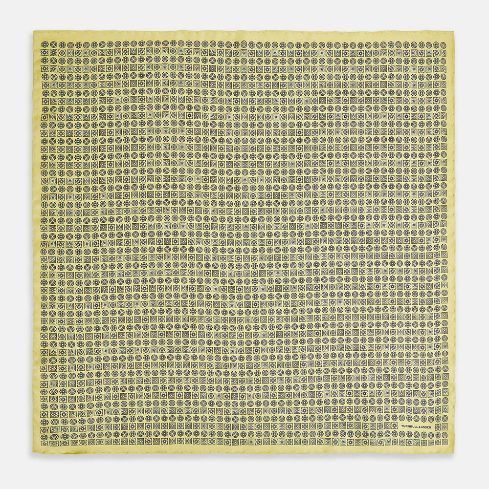 Floral Yellow Pocket Square in Silk