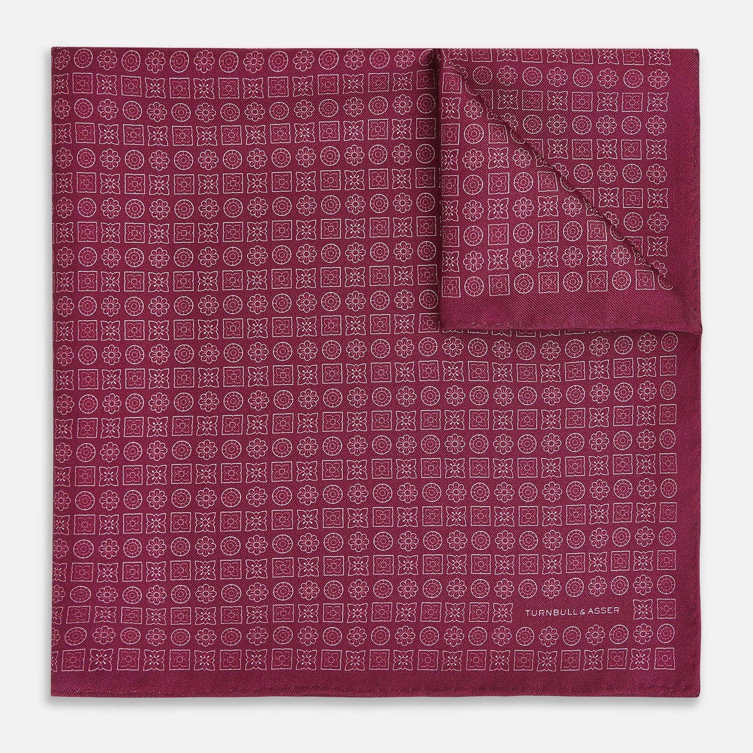 View 1 of product Floral Burgundy Pocket Square in Silk