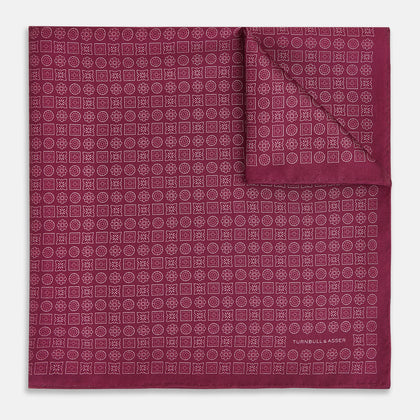 Floral Burgundy Pocket Square in Silk