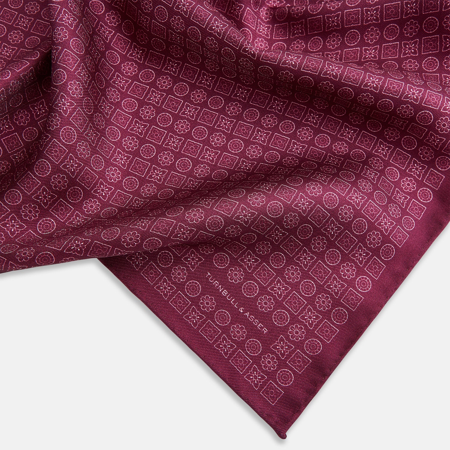 View 2 of product Floral Burgundy Pocket Square in Silk
