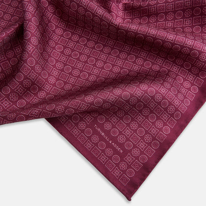 Floral Burgundy Pocket Square in Silk Image 1