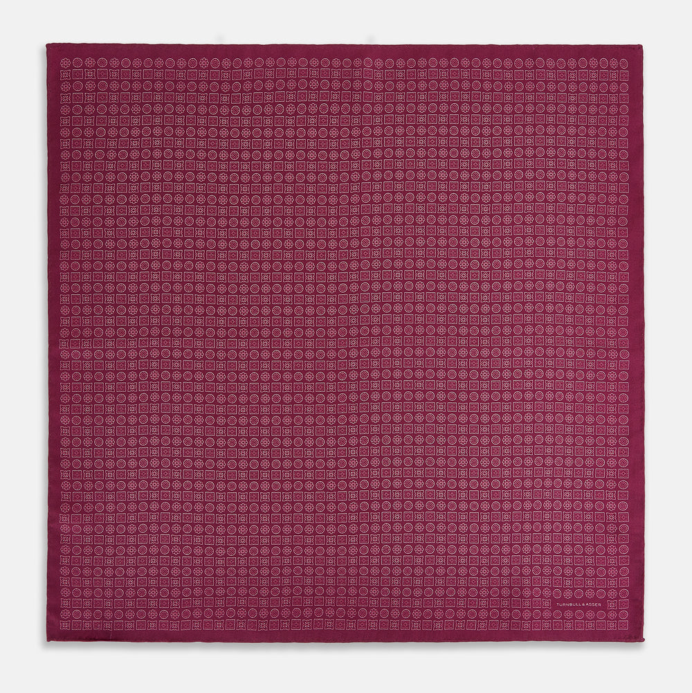 Floral Burgundy Pocket Square in Silk