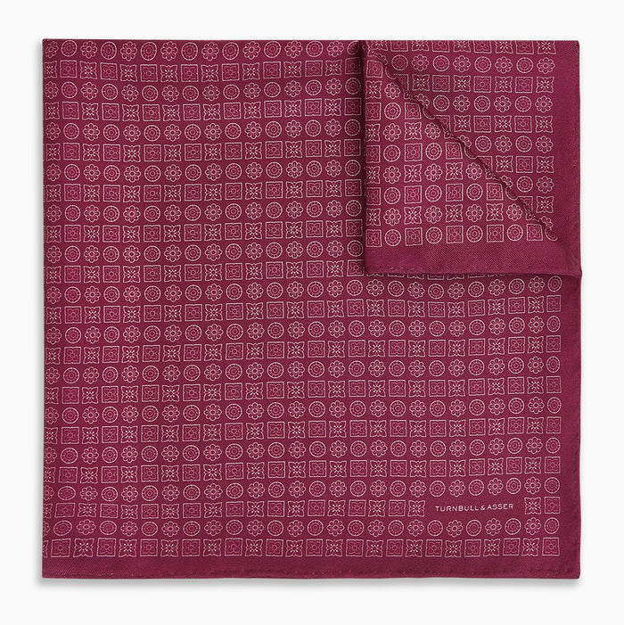 Floral Burgundy Pocket Square in Silk Image 4