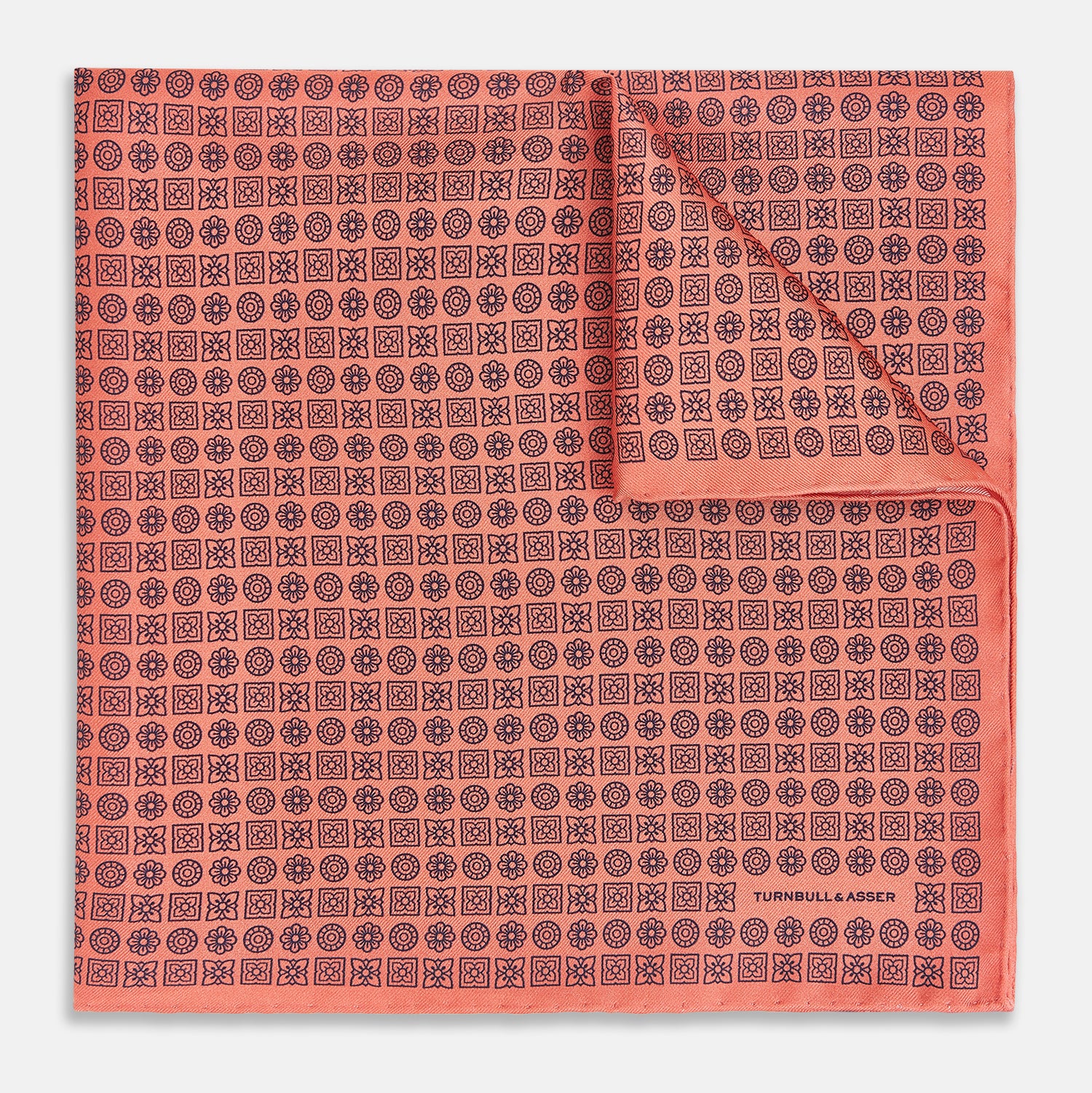 View 1 of product Floral Orange Pocket Square in Silk