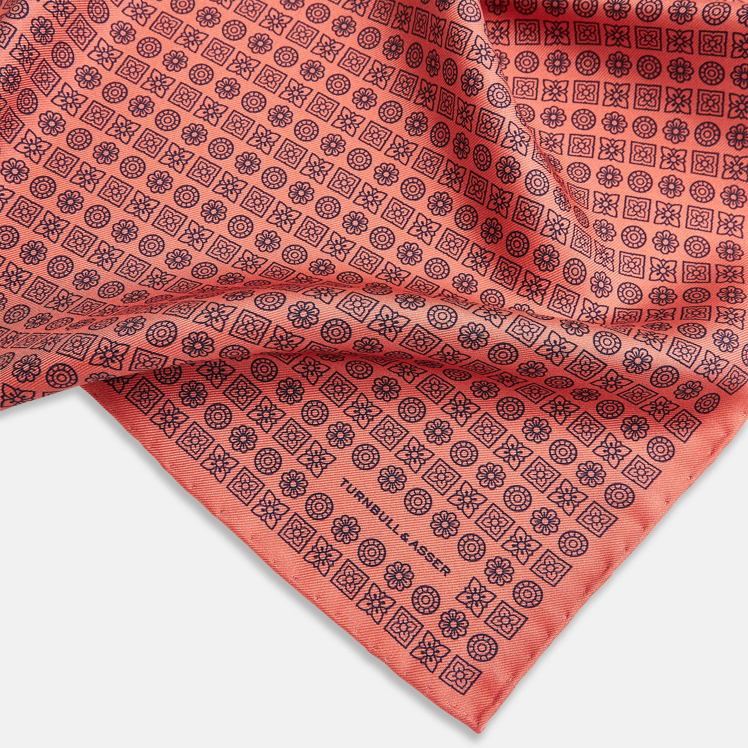 View 2 of product Floral Orange Pocket Square in Silk