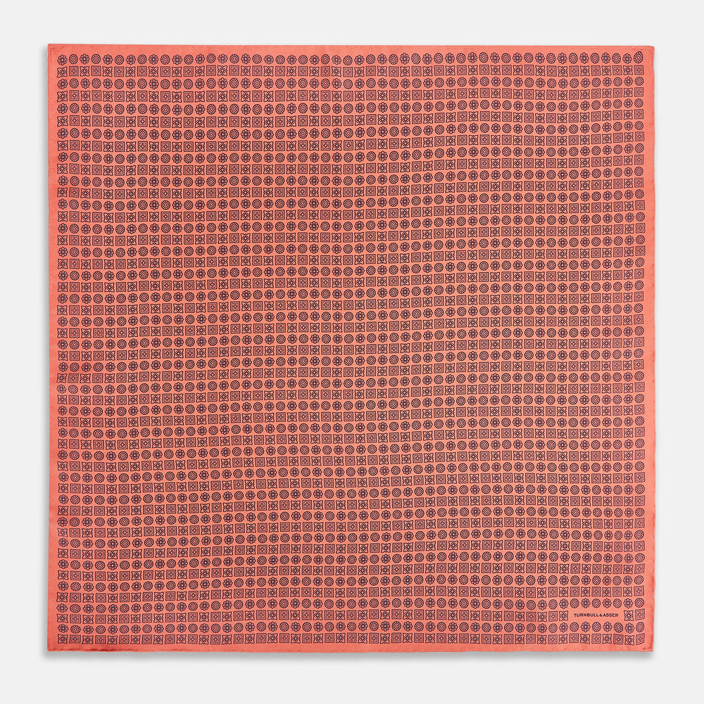 Floral Orange Pocket Square in Silk