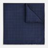 View 1 of product Checked Blue On Navy Pocket Square in Silk