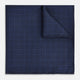 Checked Blue On Navy Pocket Square in Silk