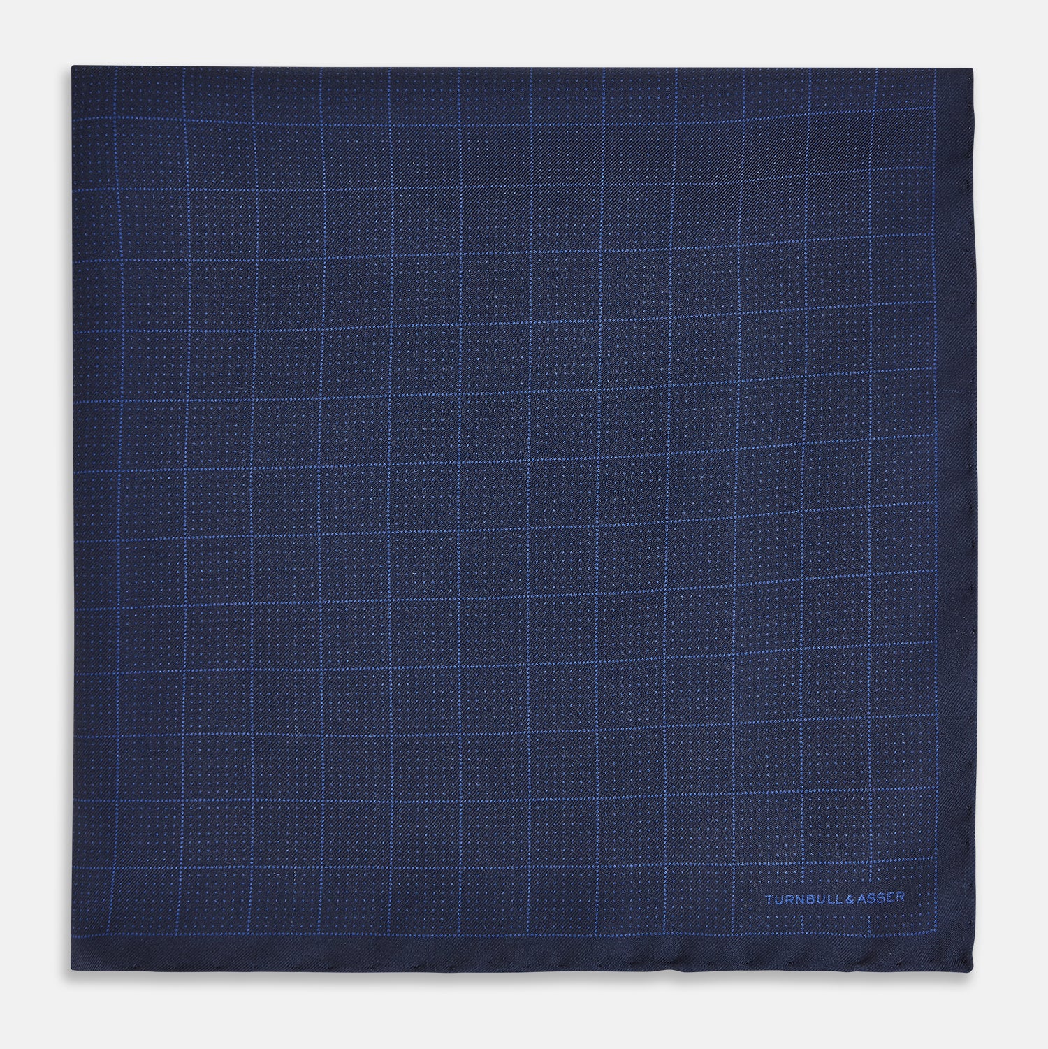 View 3 of product Checked Blue On Navy Pocket Square in Silk
