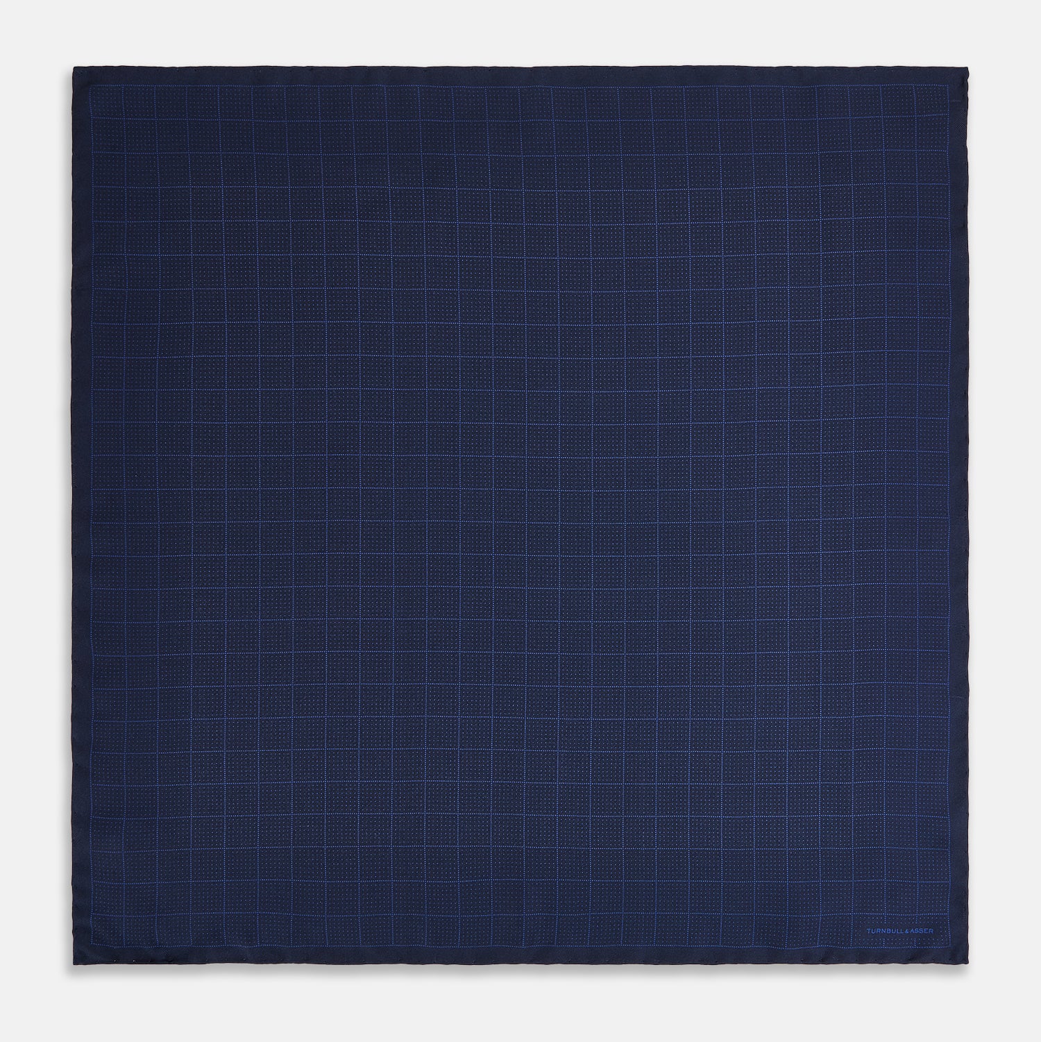 View 4 of product Checked Blue On Navy Pocket Square in Silk
