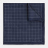 View 1 of product Checked Navy On White Pocket Square in Silk