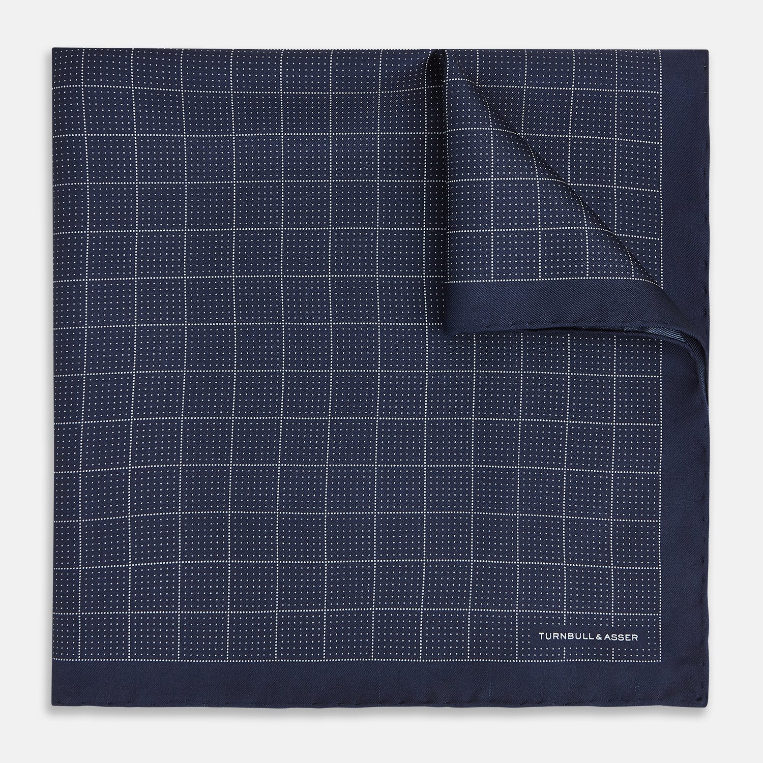 View 1 of product Checked Navy On White Pocket Square in Silk