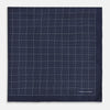 View 3 of product Checked Navy On White Pocket Square in Silk