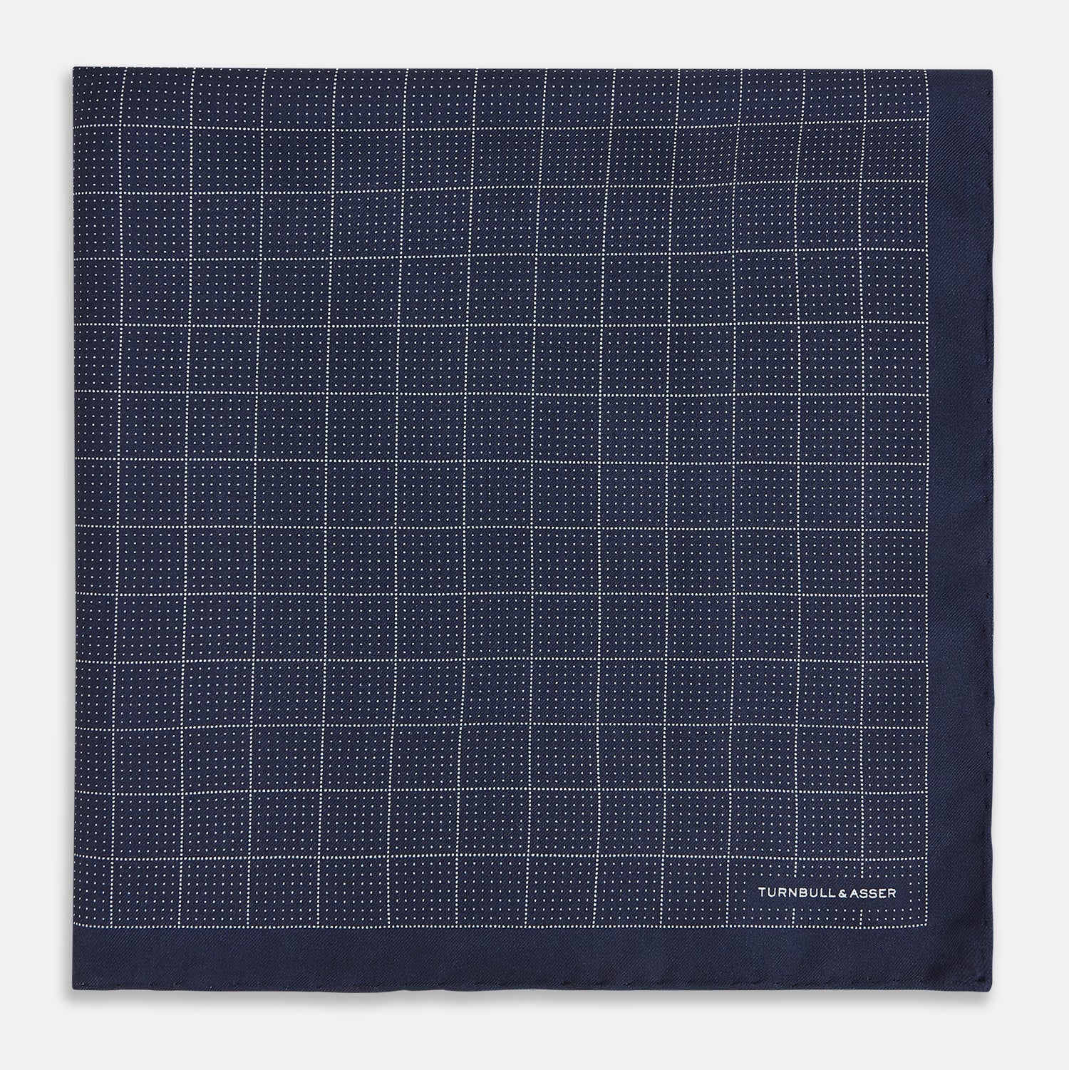 View 3 of product Checked Navy On White Pocket Square in Silk