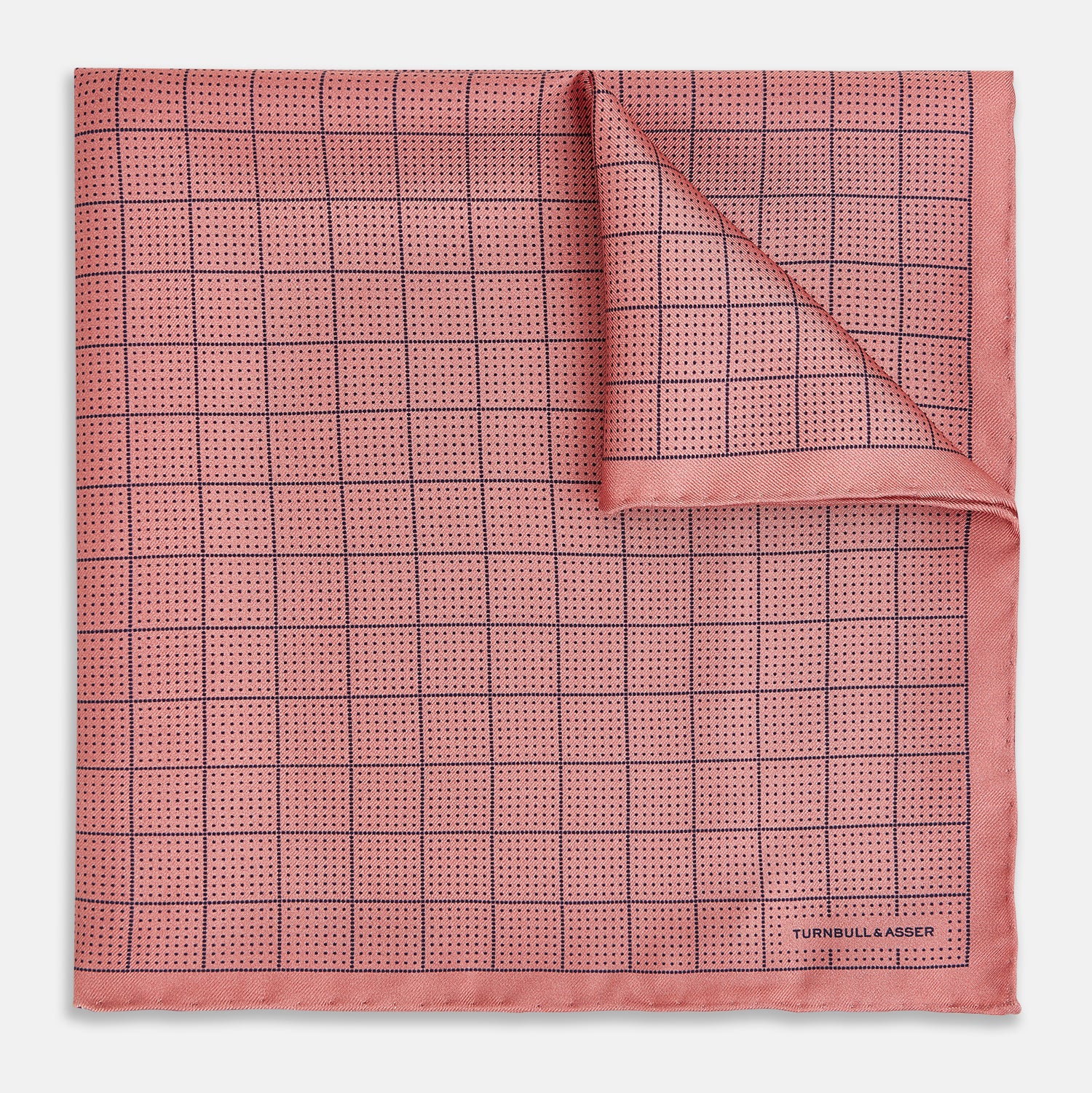 View 1 of product Checked Pink Pocket Square in Silk