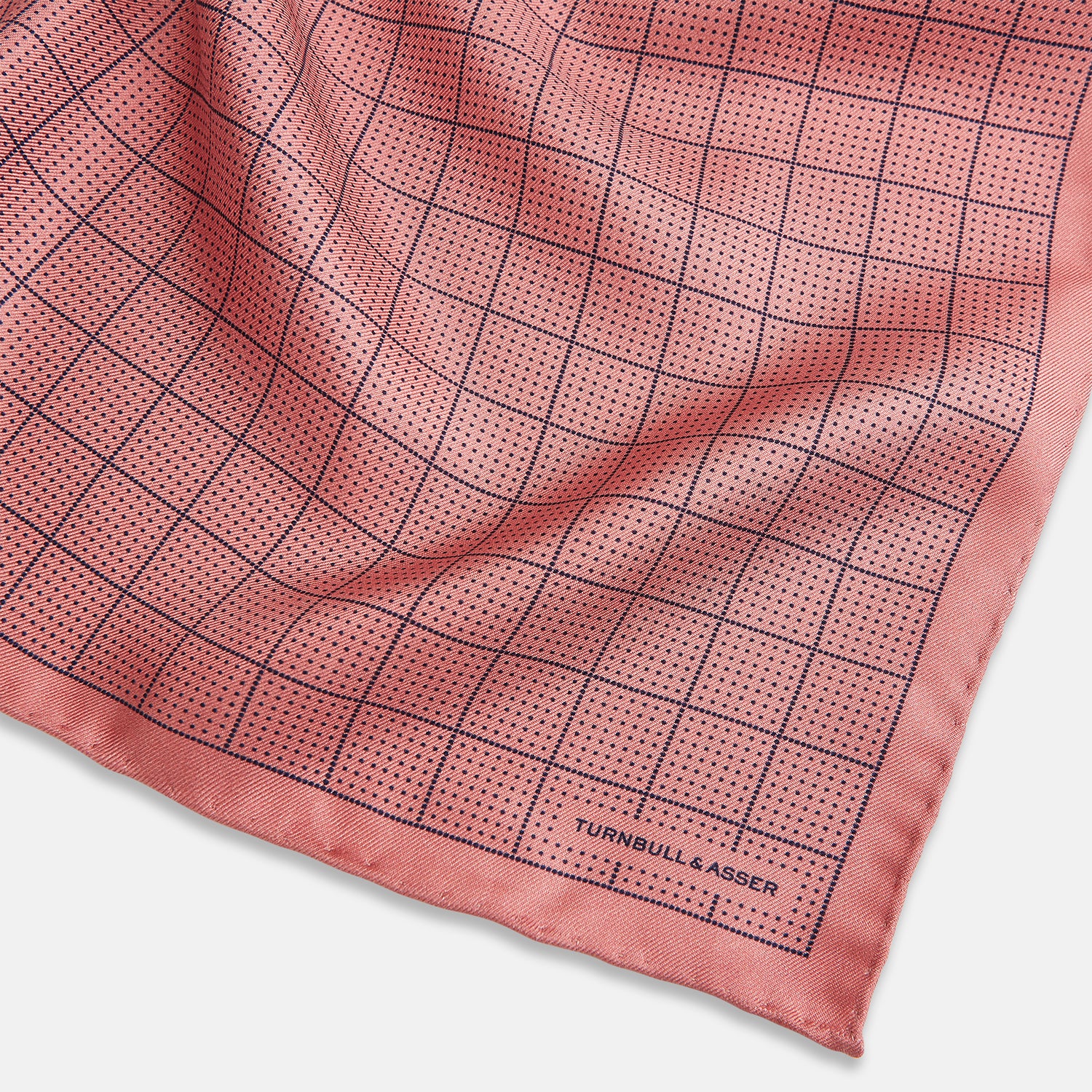 View 2 of product Checked Pink Pocket Square in Silk