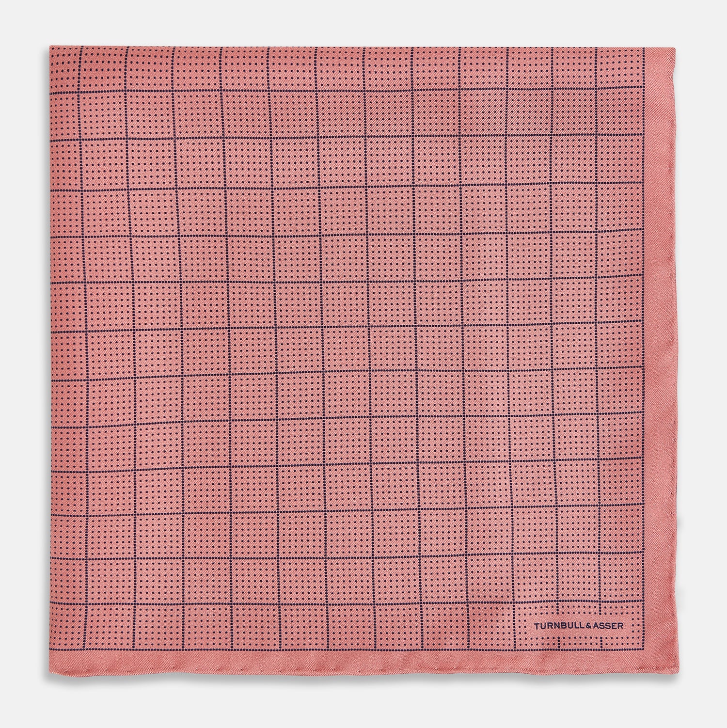 View 3 of product Checked Pink Pocket Square in Silk
