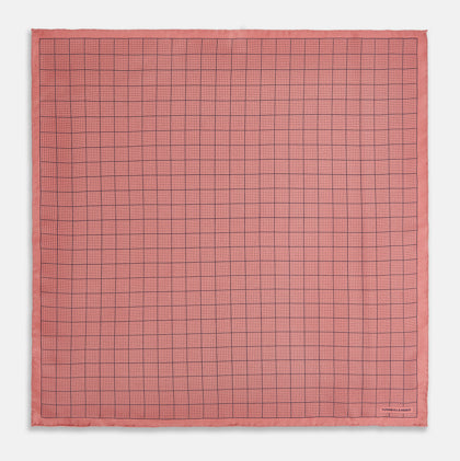 Checked Pink Pocket Square in Silk Image 3