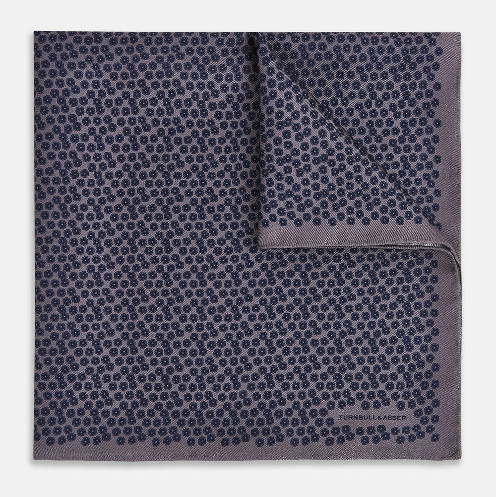 Floral Purple Pocket Square in Silk