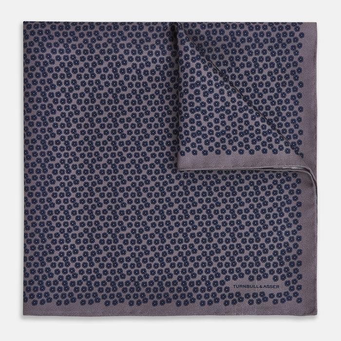 Floral Purple Pocket Square in Silk