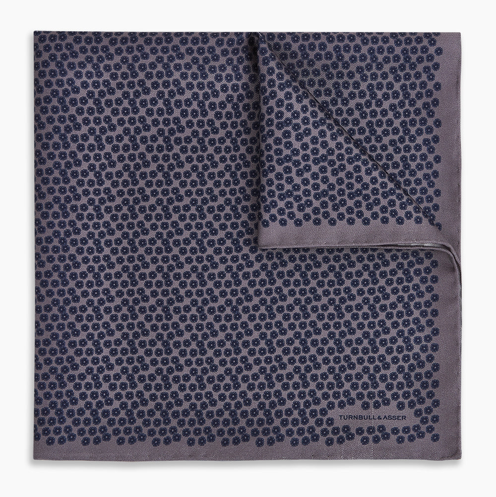 Floral Purple Pocket Square in Silk